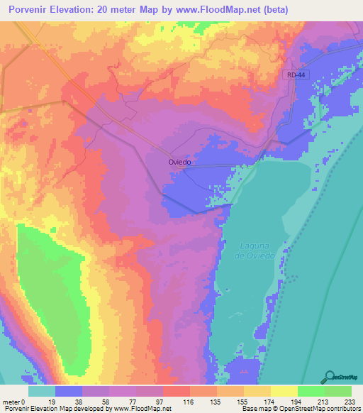 Porvenir,Dominican Republic Elevation Map