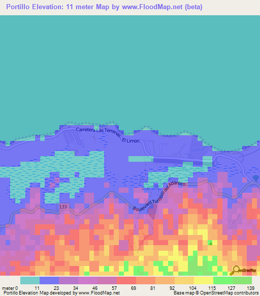 Portillo,Dominican Republic Elevation Map