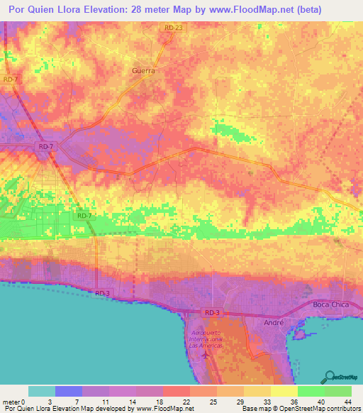 Por Quien Llora,Dominican Republic Elevation Map