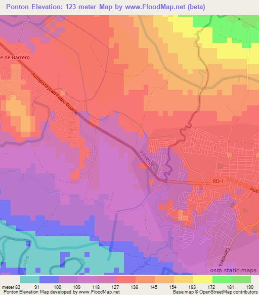 Ponton,Dominican Republic Elevation Map