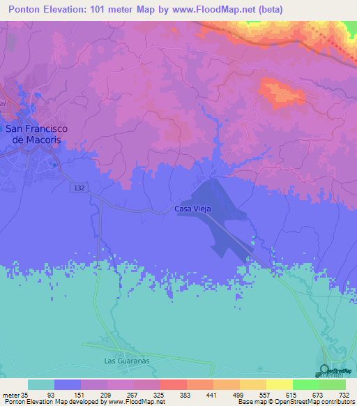 Ponton,Dominican Republic Elevation Map