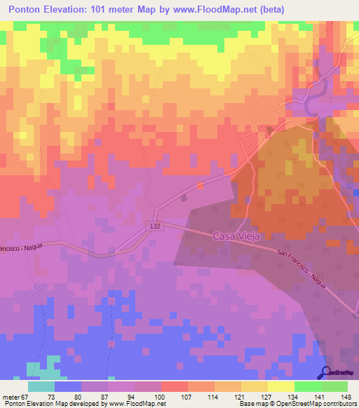 Ponton,Dominican Republic Elevation Map