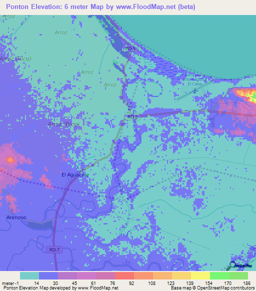 Ponton,Dominican Republic Elevation Map