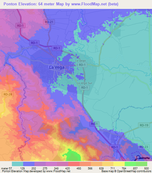 Ponton,Dominican Republic Elevation Map