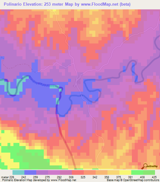 Polinario,Dominican Republic Elevation Map