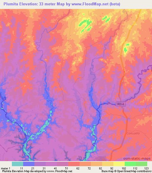 Plumita,Dominican Republic Elevation Map