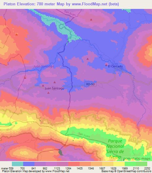 Platon,Dominican Republic Elevation Map