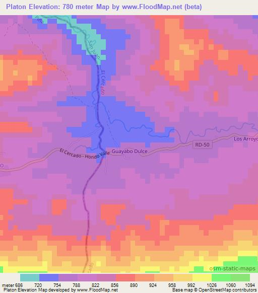 Platon,Dominican Republic Elevation Map