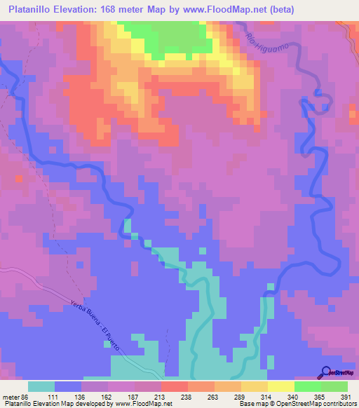 Platanillo,Dominican Republic Elevation Map