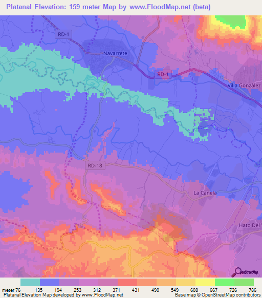 Platanal,Dominican Republic Elevation Map