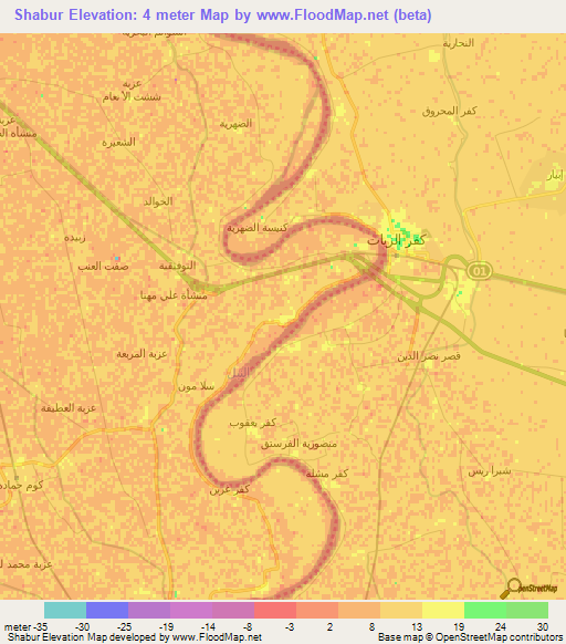 Shabur,Egypt Elevation Map