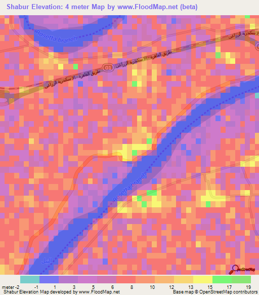 Shabur,Egypt Elevation Map