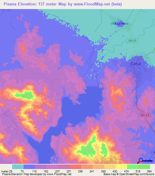 Pisana,Dominican Republic Elevation Map