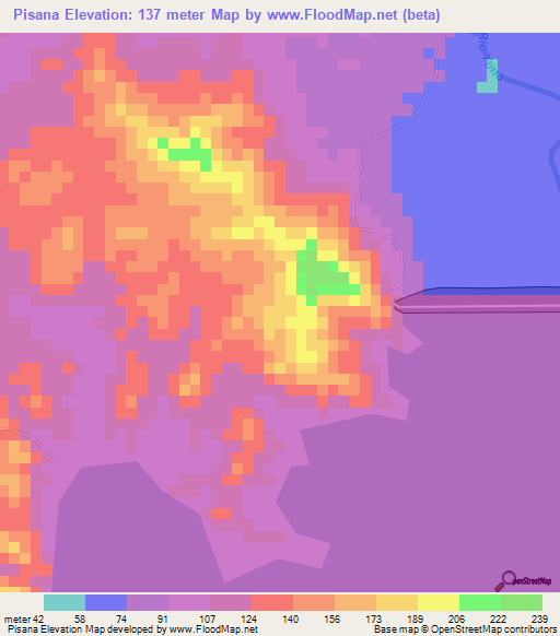 Pisana,Dominican Republic Elevation Map