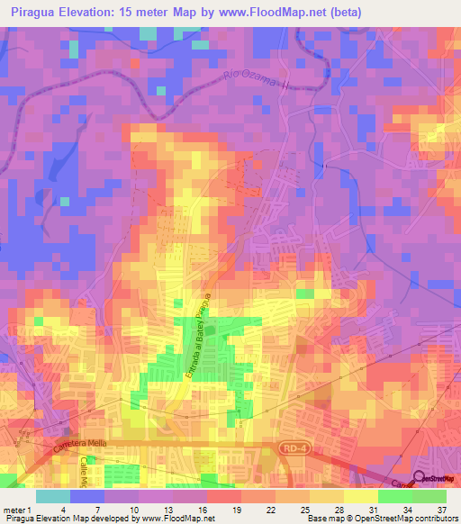 Piragua,Dominican Republic Elevation Map