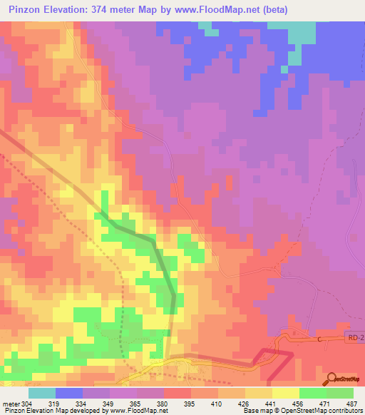 Pinzon,Dominican Republic Elevation Map