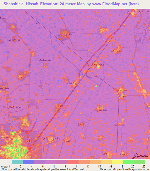 Shabshir al Hissah,Egypt Elevation Map