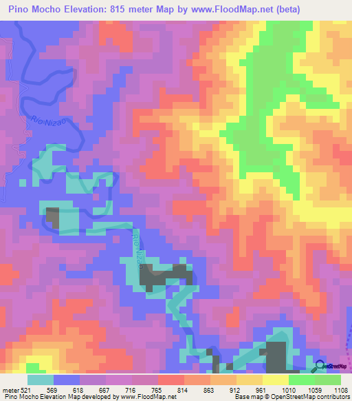 Pino Mocho,Dominican Republic Elevation Map