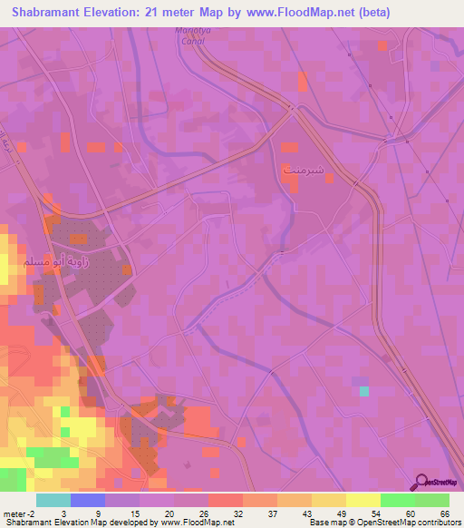 Shabramant,Egypt Elevation Map