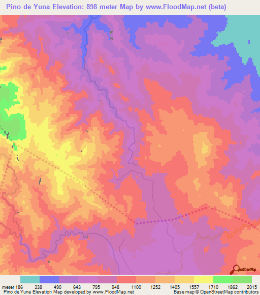 Pino de Yuna,Dominican Republic Elevation Map