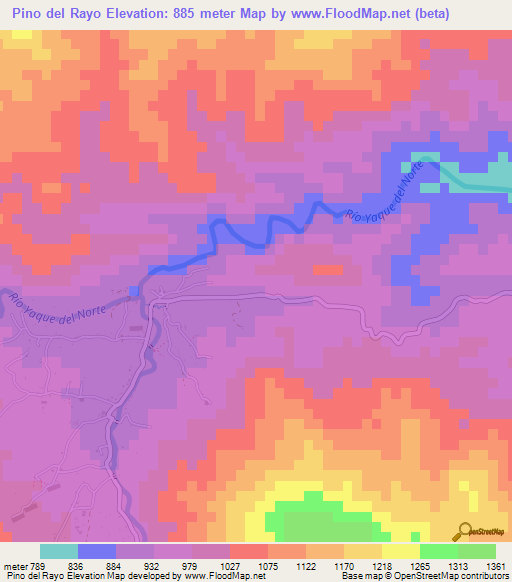 Pino del Rayo,Dominican Republic Elevation Map