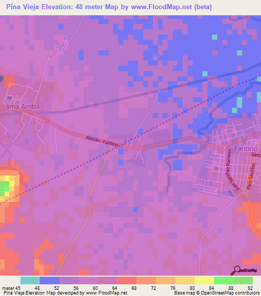 Pina Vieja,Dominican Republic Elevation Map