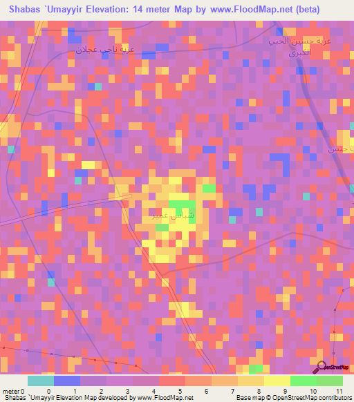 Shabas `Umayyir,Egypt Elevation Map