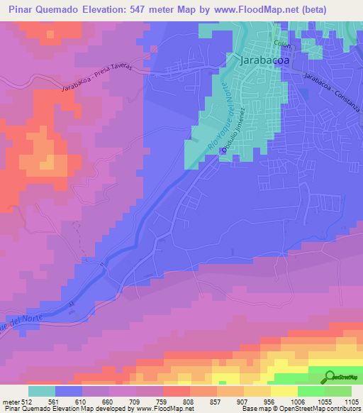 Pinar Quemado,Dominican Republic Elevation Map