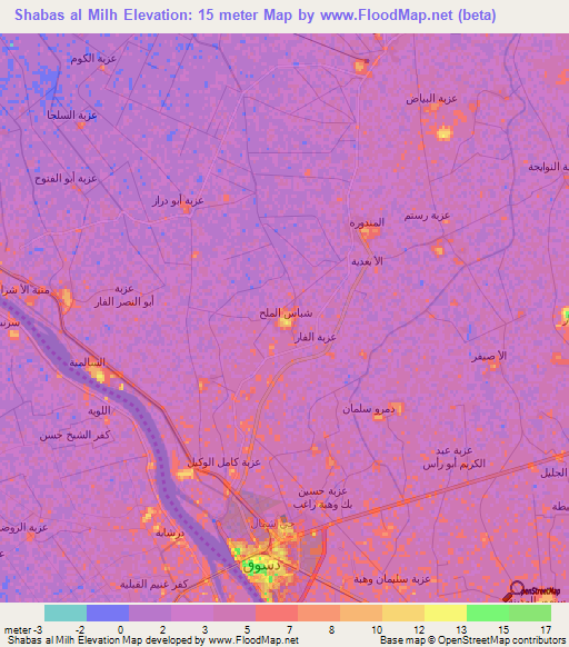 Shabas al Milh,Egypt Elevation Map