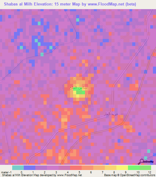 Shabas al Milh,Egypt Elevation Map