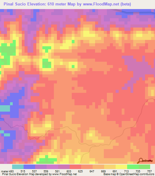 Pinal Sucio,Dominican Republic Elevation Map