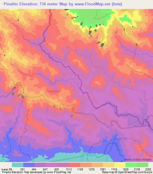 Pinalito,Dominican Republic Elevation Map