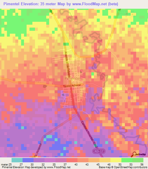 Pimentel,Dominican Republic Elevation Map