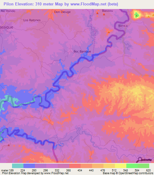 Pilon,Dominican Republic Elevation Map