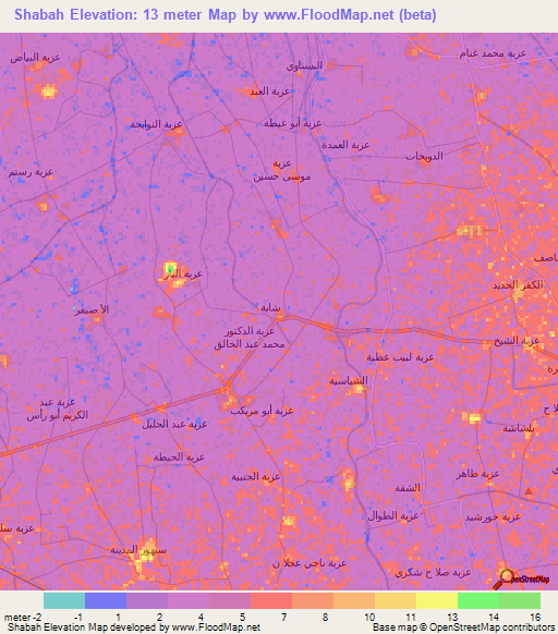 Shabah,Egypt Elevation Map