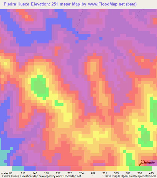 Piedra Hueca,Dominican Republic Elevation Map