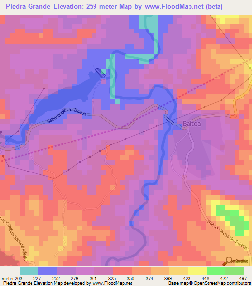 Piedra Grande,Dominican Republic Elevation Map