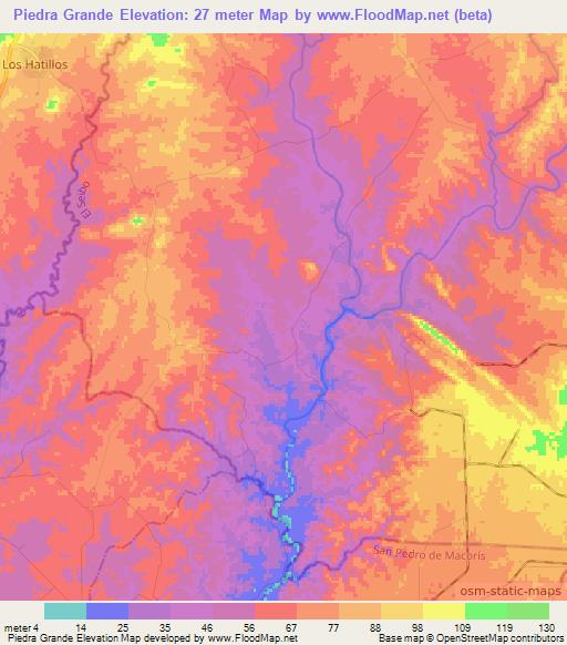 Piedra Grande,Dominican Republic Elevation Map