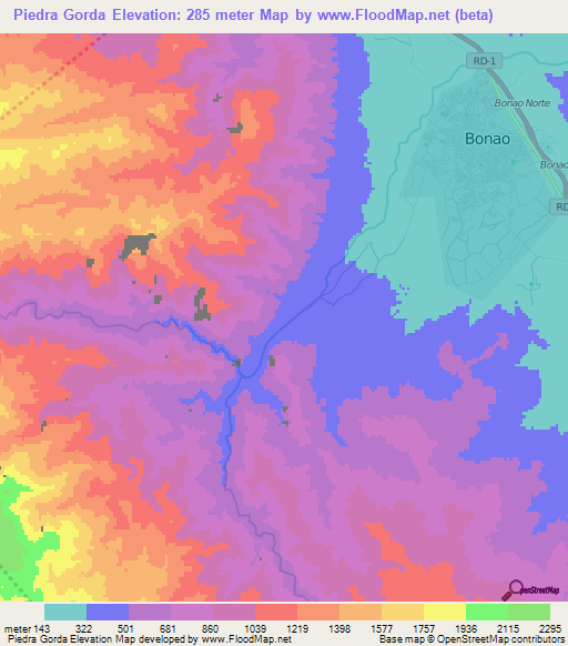 Piedra Gorda,Dominican Republic Elevation Map