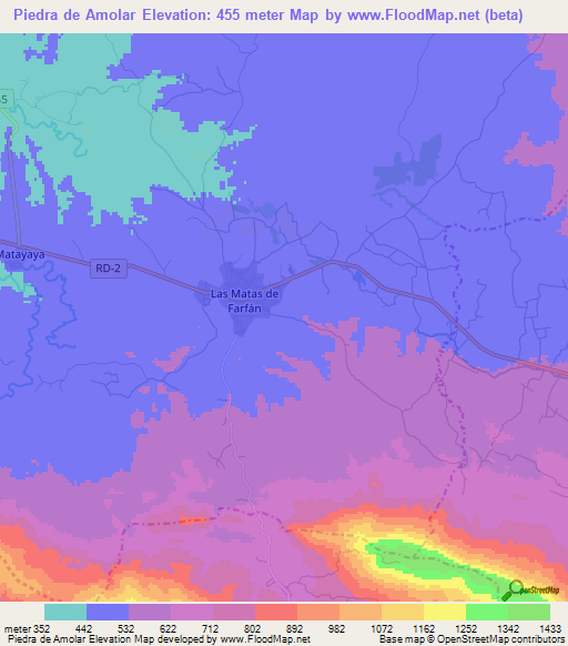 Piedra de Amolar,Dominican Republic Elevation Map