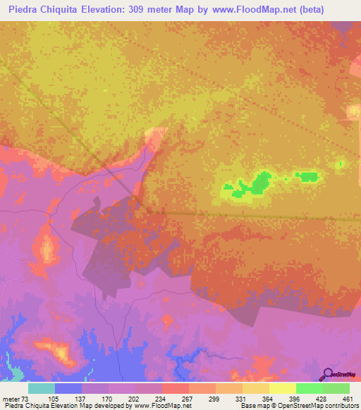 Piedra Chiquita,Dominican Republic Elevation Map