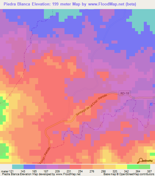 Piedra Blanca,Dominican Republic Elevation Map