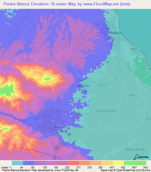 Piedra Blanca,Dominican Republic Elevation Map