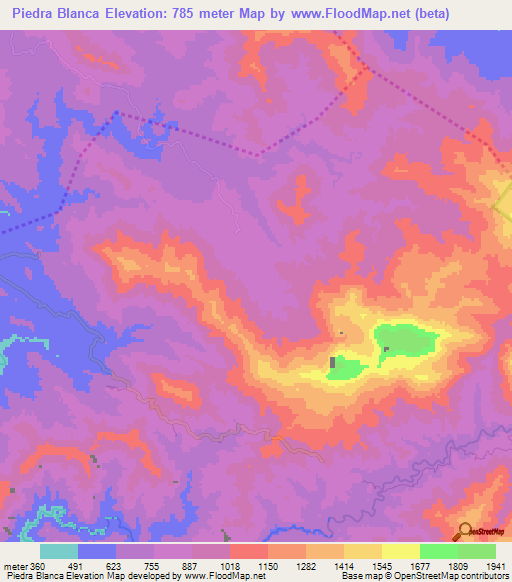 Piedra Blanca,Dominican Republic Elevation Map