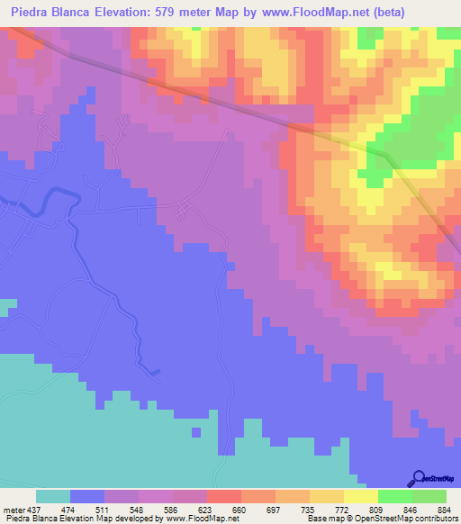 Piedra Blanca,Dominican Republic Elevation Map