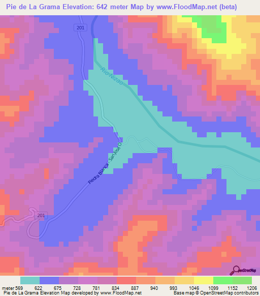 Pie de La Grama,Dominican Republic Elevation Map