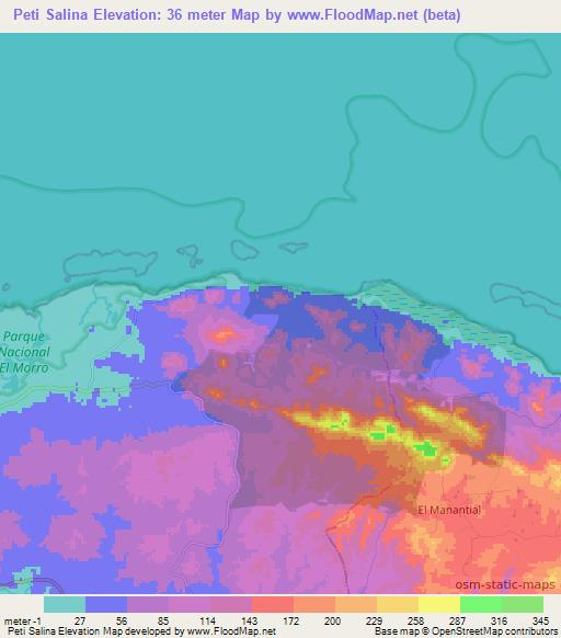 Peti Salina,Dominican Republic Elevation Map