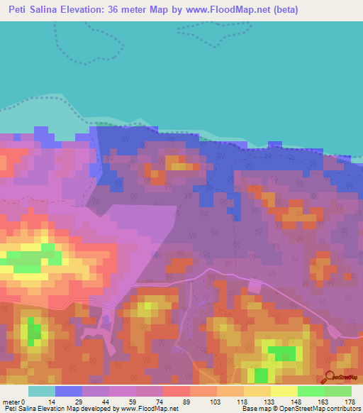 Peti Salina,Dominican Republic Elevation Map