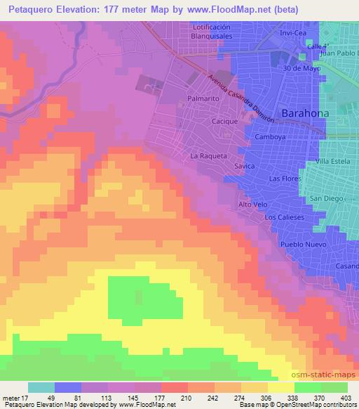 Petaquero,Dominican Republic Elevation Map