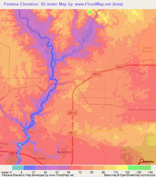 Pestana,Dominican Republic Elevation Map